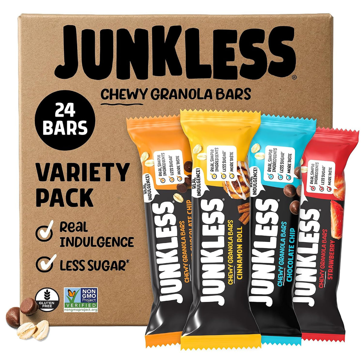 JUNKLESS Chewy Granola Bars Classic Variety Pack