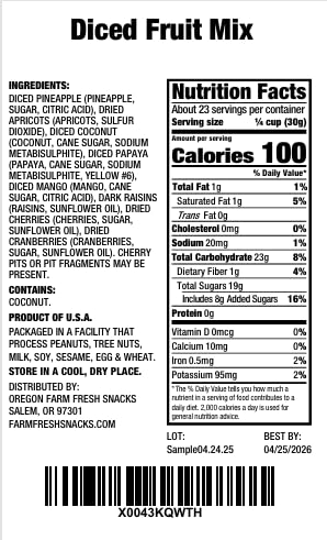 Oregon Farm Fresh Dried Fruit Mix
