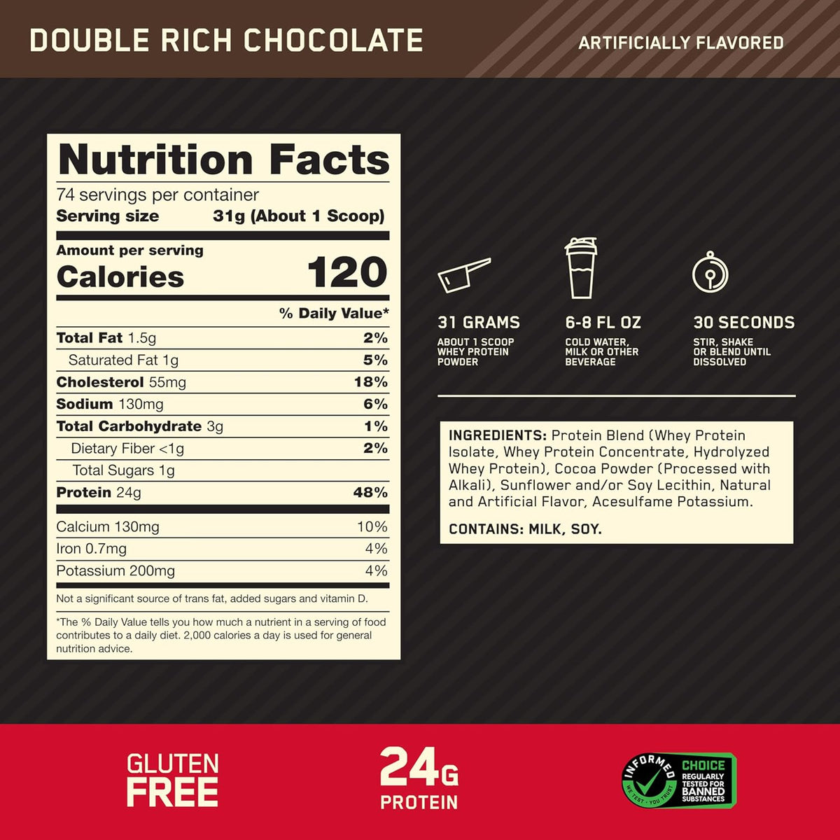 Optimum Nutrition Gold Standard Whey Protein – Double Rich Chocolate