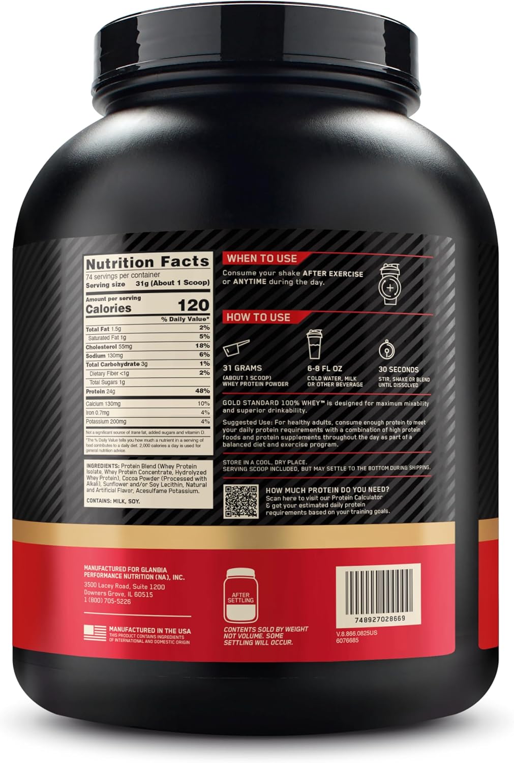 Optimum Nutrition Gold Standard Whey Protein – Double Rich Chocolate