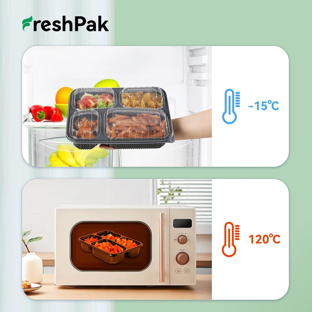 40-Pack 4-Compartment Meal Prep Containers