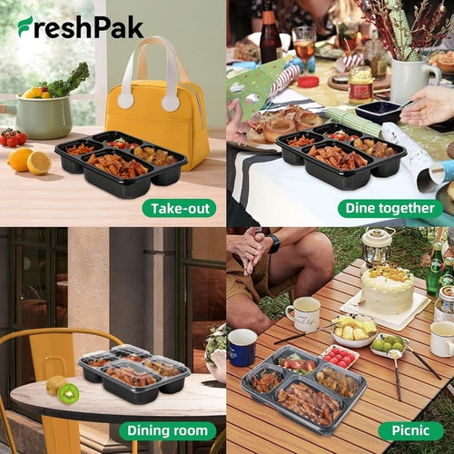40-Pack 4-Compartment Meal Prep Containers