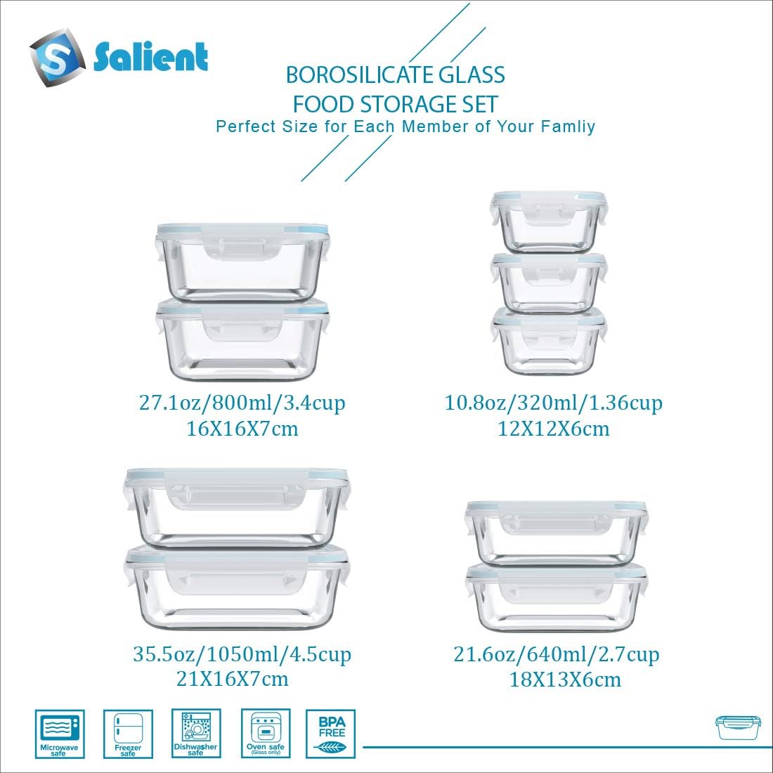 S SALIENT Glass Food Storage Containers