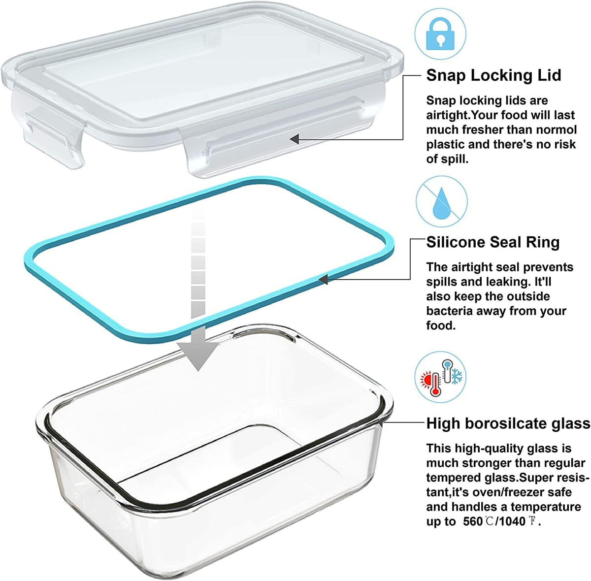 S SALIENT Glass Food Storage Containers